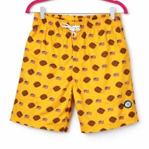 Brklyn Brooklyn Cloth Patriotic Swim Trunks Hamburger Print Americana Pool Beach